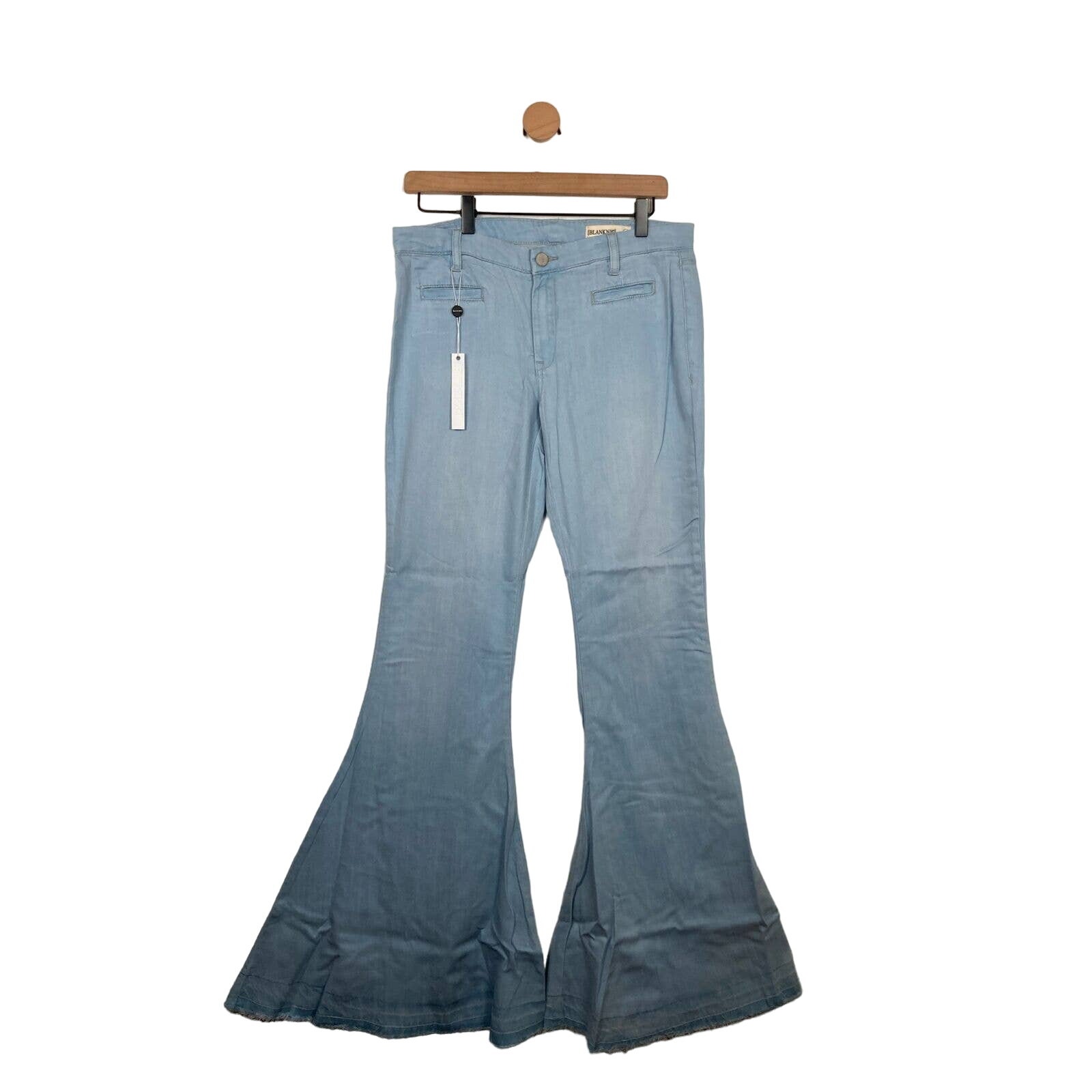 New! Blank Nyc Womens Blue Light Wash Relaxed Bell Yeah Flare Denim Pants 29